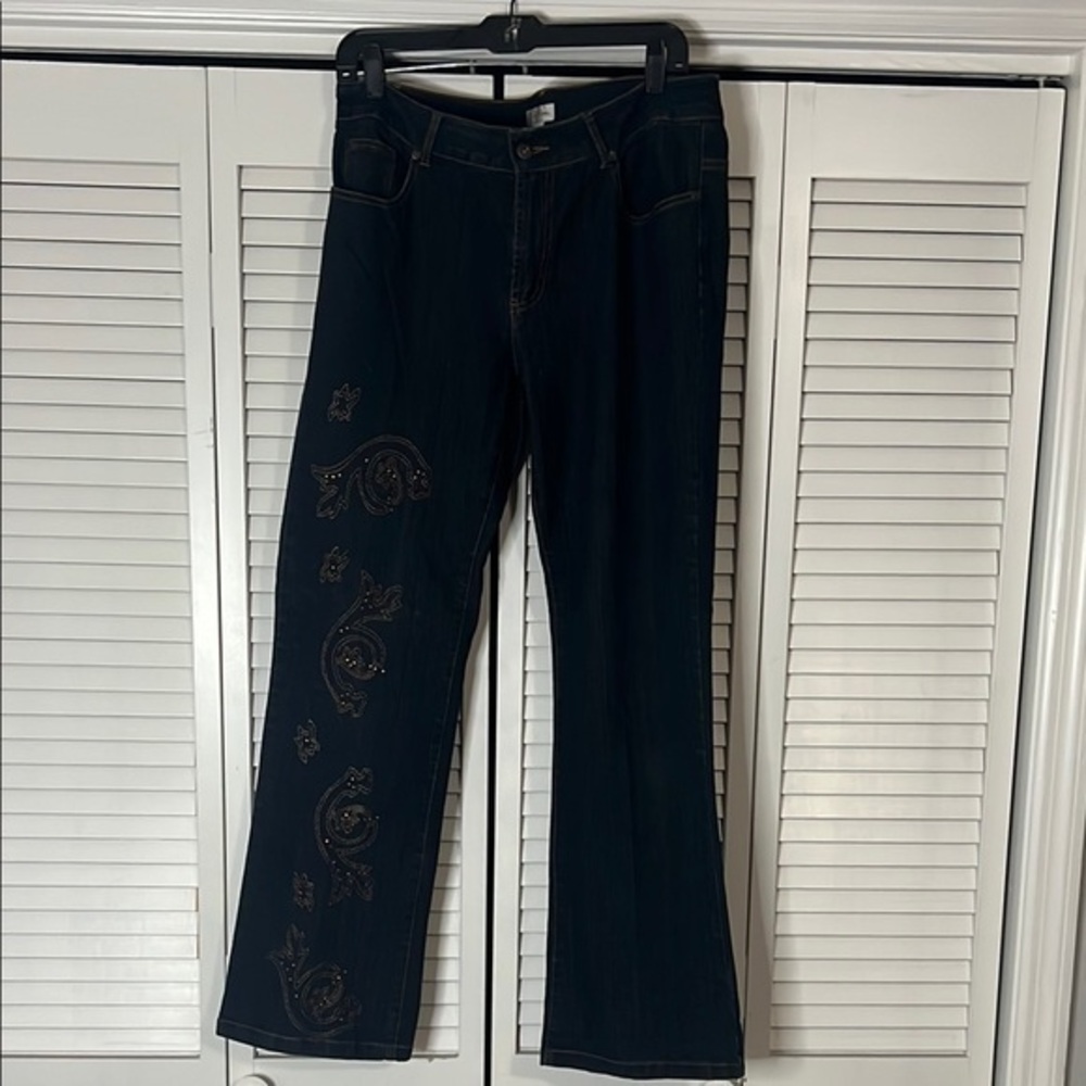 Monroe & Main Dark Denim Flare Wide Leg Jeans